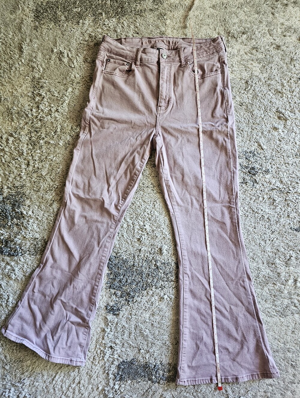 Stretchy Blush Pink Flare Jeans from American Eagle